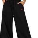 Aelfric Eden Super Baggy Barrel Sweatpants Casual Wide Leg Pants Elastic Waist Lantern Trouser Unisex (Large, Black)