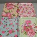 4 Pcs Melamine Serving Trays Platters Snack Trays Reusable Rectangle Platters for Sports Game Day Flower Tea Party Food Dessert Cookies Serving Plates Supplies, 13 x 9.7 Inch(Flower)