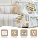 Couch Cover for Dogs Washable Sofa Cover, Sectional Couch Covers, Sofa Covers for 2 Cushion Couch, Non Slip Stripe Sofa Slipcovers Furniture Protector (Beige, 71x118)