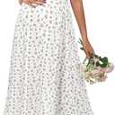 OUGES Womens 2026 Summer Maternity Maxi Dresses for Photoshoot Ruffle Sleeve Square Neck Wedding Guest Baby Shower Long Dress Flowy Pregnancy Must Have Maternity Clothes(White Pink Floral,M)