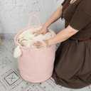 XUANGUO Cotton Rope Laundry Basket Hamper for Clothes Woven Storage Basket for Living Room Bedroom Boho Tall Rope Baskets for Blanket Toys Pillow Towels Baby Nursery Hamper Bin coral pink