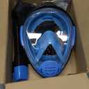 Snorkeling Gear for Adults, Full Face Snorkel Mask, Scuba Diving Mask with Detachable Camera Mount, 180 Degree Panoramic View Anti-Leak Anti-Fog (Small-Medium, Blue)