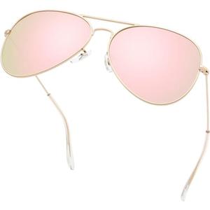 livho Sunglasses for Men Women Aviator Polarized Metal Mirror UV 400 Lens Protection (Rose Gold)
