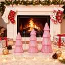 Artmag Set of 3 Christmas Tree Decorations Indoor, Glittering Modern Christmas Tree Decor Tabletop Entryway Table Mantel Centerpiece for Holiday Party (Pink)