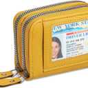 Credit Card Holder Wallet RFID Blocking Leather Small Wallet for Women Double Zipper Wallet with ID Window