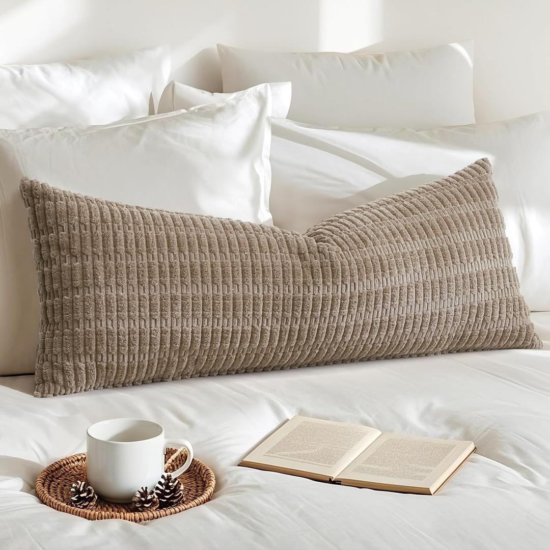 OTOSTAR Corduroy Decorative Lumbar Throw Pillow Cover 14x36 Inch Super Soft Boho Striped Rectangle Pillow Covers Case Modern Cushion Covers for Sofa Couch Bedroom Car Decor Brown OTOSTAR Corduroy Decorative Lumbar Throw Pillow Cover 14x36 Inch Super Soft Boho Striped Rectangle Pillow Covers Case Modern Cushion Covers for Sofa Couch Bedroom Car Decor Brown