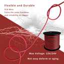 12AWG 2-Conductor Red Black Cable 100FT Electrical Wire Cable LED Strips Extension Wire 12V/24V DC Cable Flexible Wire Extension Cord Copper Clad Aluminum Copper Wire