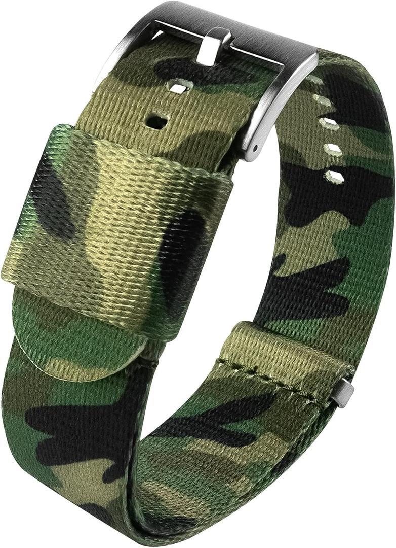 BARTON Elite NATO Style Watch Strap - 18mm, 20mm, 22mm or 24mm - Seat Belt Nylon Watch Bands (Classic Camouflage)