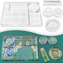QWORK 5 PCS Resin Molds Silicone Molds for Epoxy Resin - Includes Large Rolling Tray, Grinder, Container, and Holder Molds – Easy to Demold & Clean – for DIY Crafts & Gifts, DIY Resin Epoxy Kit  