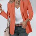 Cicy Bell Womens Casual Blazers Open Front Long Sleeve Work Office Suit Jackets Blazer (Orange) M