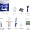 Tub and Tile Refinishing Kit with Tools, 35oz White Tile Paint Water Based & Low Odor, DIY Bathtub Paint, Easy to Use for Bathroom, Kitchen, Porcelain, Floor, Semi-Gloss White,50-60sq.ft