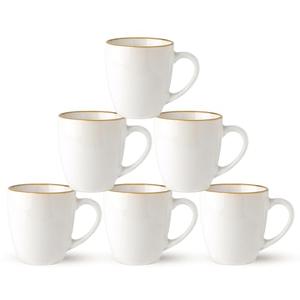 GBHOME Ceramic Coffee Mugs Set of 6, 12oz Stoneware Coffee Mugs Set For Dad Mom Women MEN, Light Weight Ceramic Coffee Cups for Latte/Tea/Beer/Hot Cocoa, Dishwasher & Microwave Safe-Pearl White
