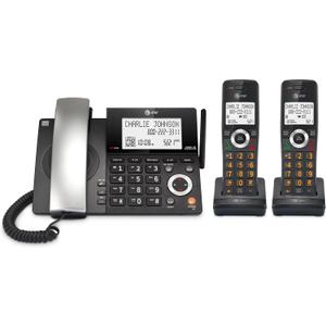 AT&T DECT 6.0 Corded/Cordless Home Phone with 2-Handset and Answering Machine, Smart Call Blocker, Caller ID, Large Backlit Display, Big Button, Speakerphone, Intercom: CL84218 (Charcoal Black)