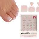 Glamnetic Press On Toenails - MaDamn | Classic White French Tip Fake Toe Nails with a Glossy Finish | 16 Sizes - 32 Toe Nail Kit with Glue