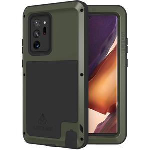 LOVE MEI Military Rugged Case For Samsung Galaxy Note 20 Ultra, without Tempered Glass Screen Protector, Shockproof Dustproof Scratch Proof Hybrid Metal and Silicone Gel Heavy Duty Full Body Cover (Green)