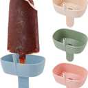 4Pack Drip-Free Silicone Popsicle Holders, AODISTUCE Popsicle Holder with Straw | with 2 Slots Fit Standard & Wide sized sticks Drip Free Popsicle Stick Holder Popsicle Drip Catcher