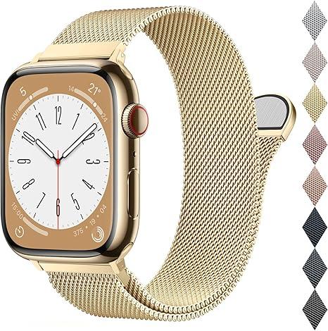 BELONGME Mesh Metal Loop Compatible with Apple Watch Band 40mm 41mm 38mm 42mm Series 11 10 9 8 7 6 5 4 3 2 1, SE 3 2 1 Women Men, Stainless Steel Strap with Magnetic Clasp for iWatch Bands