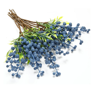 Giegxin 12 Pack Artificial Blue Berry Stems Fake Blueberries Picks, Artificial Flowers Decorative Stickers, Faux Blueberry Accessories for Party Wedding Decoration Home (13.7 Inch)