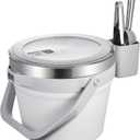 COKTIK 7L Vacuum Insulated Ice Bucket with Lid and Scoop& TongsLarge capacity Stainless Steel Beverage Bucket for Cocktail, Champagne, Wine, BeerLarge PartiesMilk White Suit