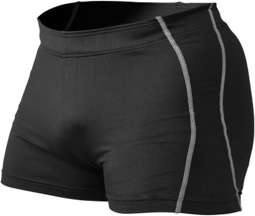 Muscle Alive Mens Bodybuilding Shorts Tights Polyester and Spandex (Medium, Plain Black)