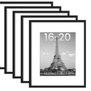 upsimples 16x20 Picture Frame, Gallery Wall Frames Set of 5, Black Poster Frame Collage Wall Decor, 11x14 Picture Frame with Mat for Family, Baby, Hallway, Christmas 