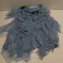 Tulle Skirts for Women Midi Long Fairy Skirt Tutu A-Line Mesh Layered High Elastic Waist Halloween Skirts (One Size, W-blue Sequin)