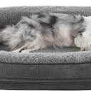 JOEJOY Orthopedic Dog Beds Large Sized Dog, XL EggCrate Memory Foam Pet Couch Bed with Bolster Sides, Waterproof Lining, Removable Washable Cover & NonSlip Bottom, Grey