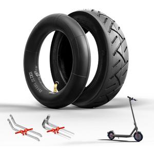 E-Scooter Tire 10x2.5, 60/70-6.5 for Ninebot G30 Max /G30D/G30LP,E-Scooter Spare Tube+Tire Set for Front/Rear Curved Valve(1 Inner+1 Outer)