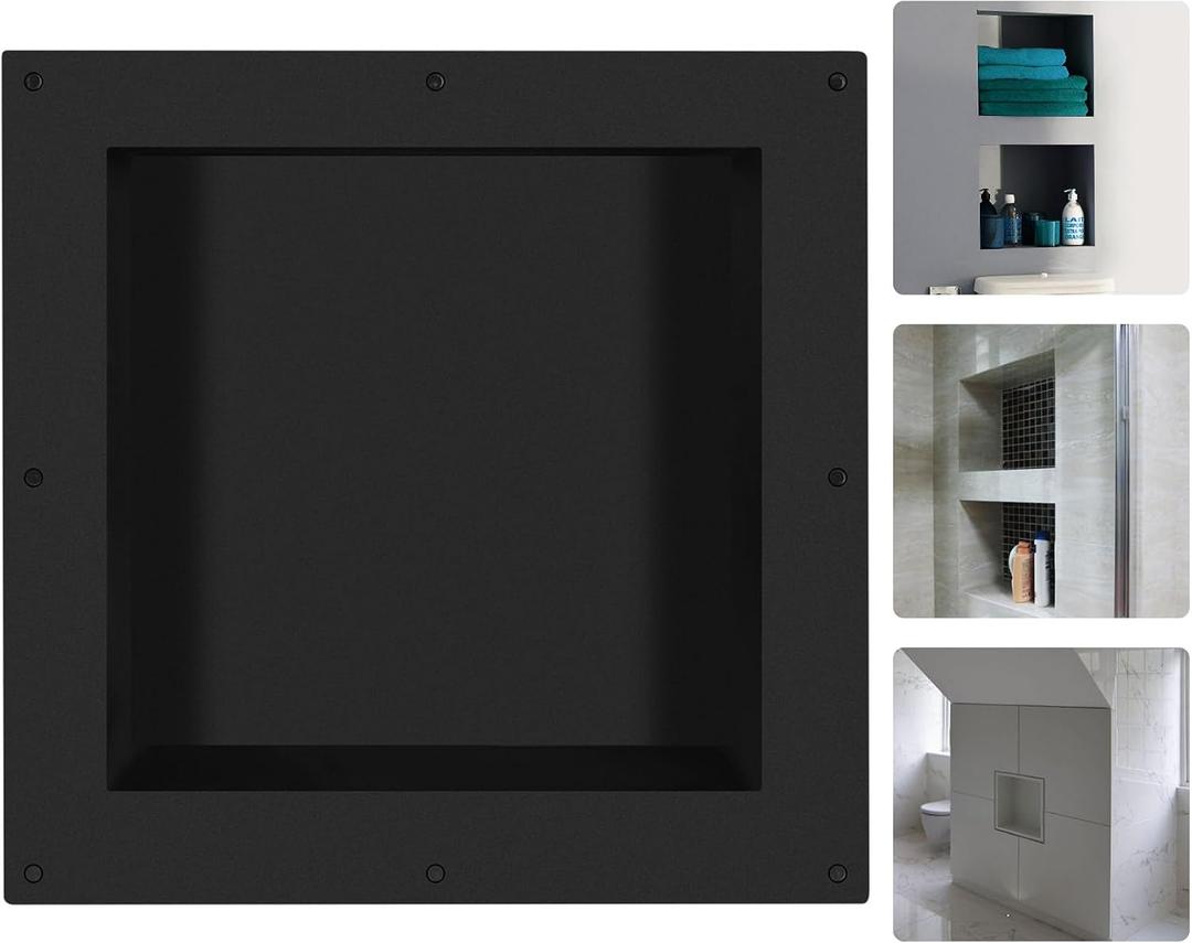 Suteck 16"x16" Shower Niche, Single Shelf Square Tile-Ready Storage Box