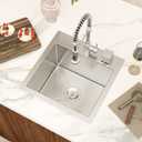 15x15 Inch Bar Sink Single Bowl Drop In Stainless Steel Sink, 15"x15"x9"