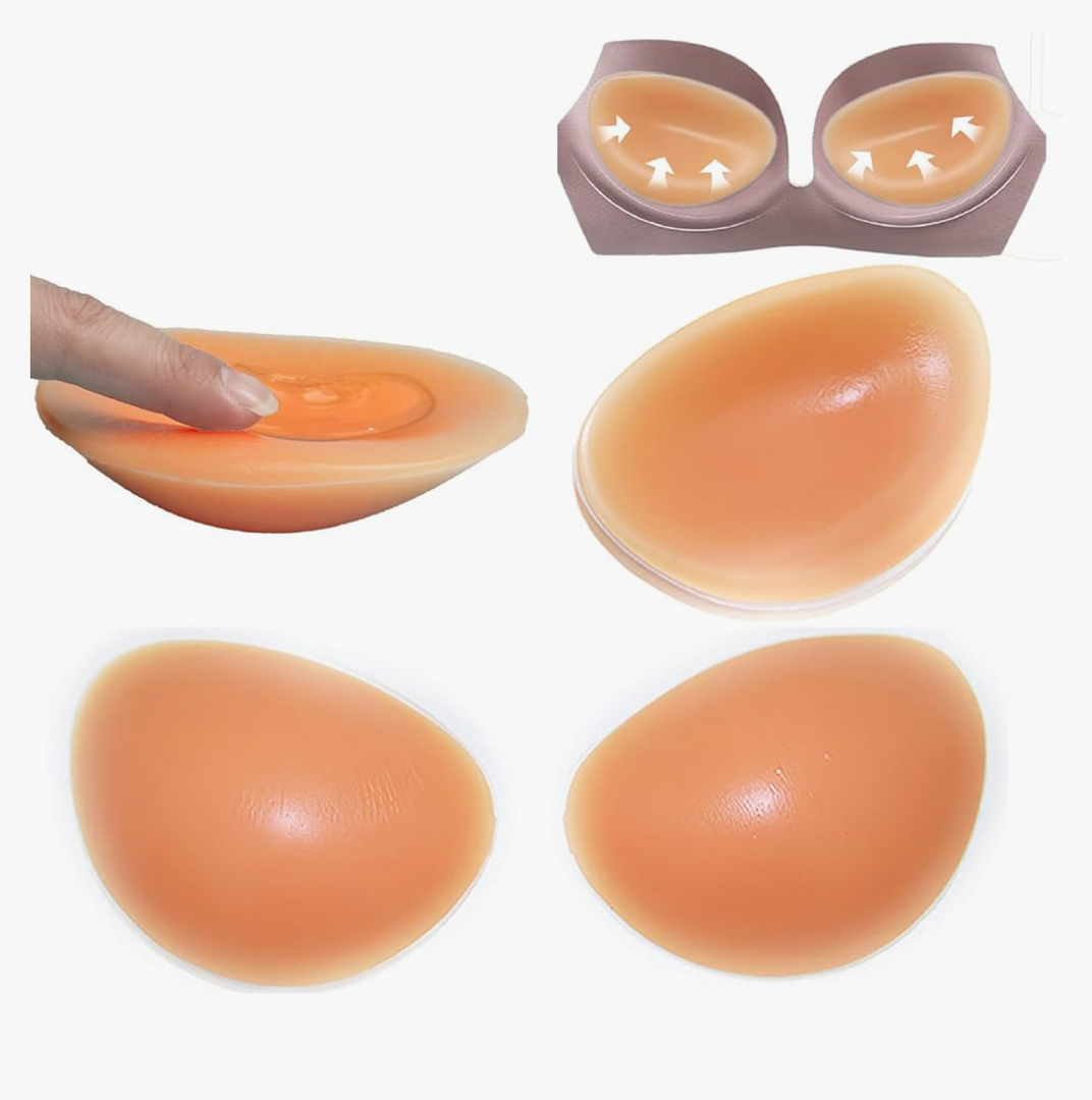 Majurphy Sticky Silicone Bra Inserts Pads,Breast Enhancer Push Up Bra Inserts,Chicken Cutlets Bra Insert,Silicone Bra Padding Insert,Orange, 1 Pair