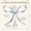 Large Silver Bow Christmas Tree Topper,9.4 Inch Metal Tree Topper,Silver Bow Christmas Decorations for Xmas Home Decor Holiday Party Indoor Outdoor Shop Office