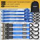 Ayaport Ratchet Straps Tie Downs, 1" x 10' Heavy Duty Ratchet Tie Down Straps, 1860lbs Break Strength, Larger Open S Hook W Safety Clip, Ratchet Strap for Motorcycle, Cargo, Truck Bed, Moving
