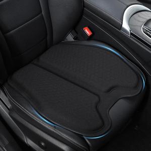 Soft Thin Gel Seat Cushion for Car Seat, Office Chair, Wheelchair, Stadium - Non-Slip Car Seat Cushions with 1 Inch Gel - Sciatica & Tailbone Pain Relief (Black)