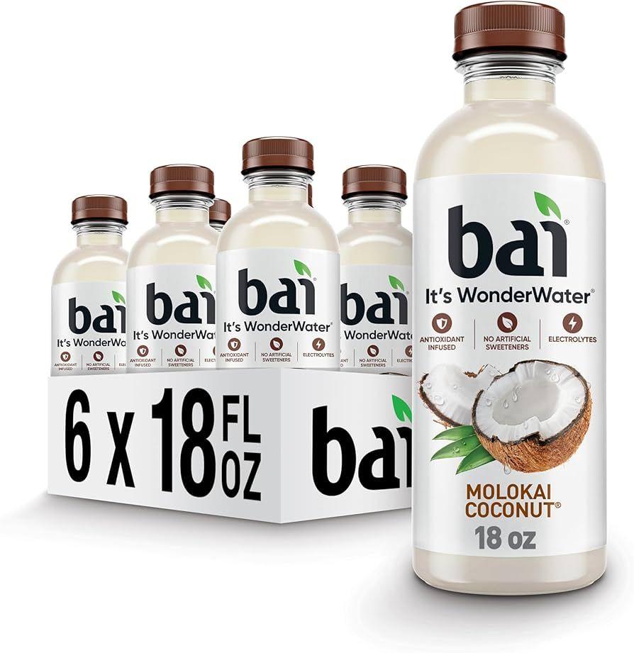 Bai Antioxidant Infused Water Beverage, Molokai Coconut, with Vitamin C and No Artificial Sweeteners, 18 Fluid Ounce Bottle, 6 Pack, BBD JUN 01 2026