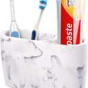 Toothbrush Holder for Bathrooms Toothpaste Holder Stand Bathroom Organizer for Toothbrush Makeup Brushes Holder (1 Pack, Marble3)