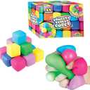 ORB 24 Pack Slow Rising Squishy Stress Cubes - Easy Sqweezy Squishy Cubes - Soft Dough Stress Balls and Fidgets for Anxiety and Stress Relief - Classroom Rewards, Party Favors for Kids, Teens, Adults