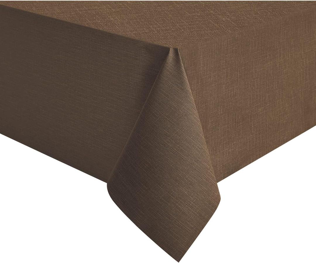 NLMUVW Rectangle Vinyl Tablecloth 100% Waterproof Oil Proof Spill Proof PVC Table Cloth Wipe Clean Table Cover for Kitchen Dining Picnic, Chocolate, 54 x 84 inch