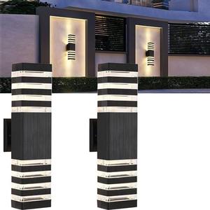 Yongjishun 18inch LED Square Up & Down Wall Lights,24W Outdoor Wall Light 4000K Day White Aluminum Body Waterproof IP65 LED Exterior Light Fixtures Wall Mount for House Patio Garage Garden. (2 Pack)