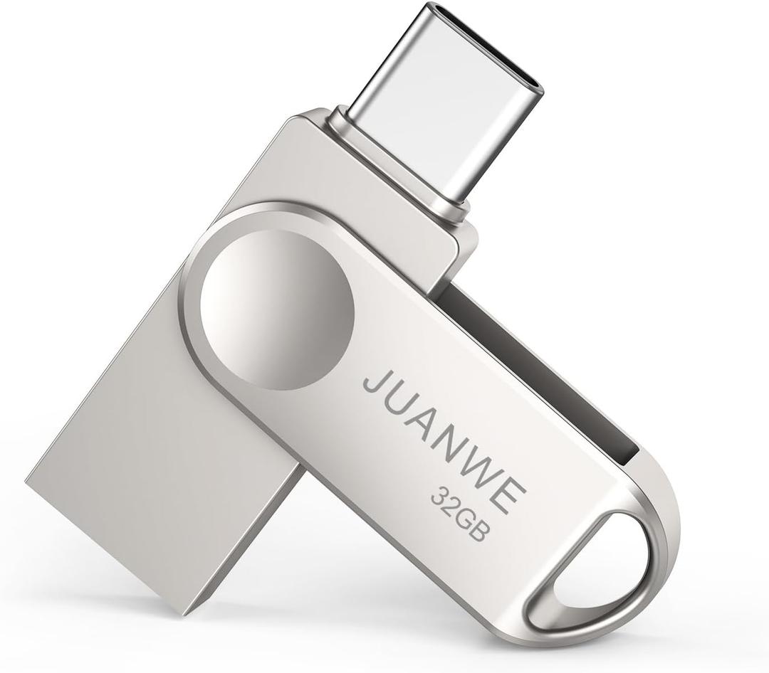 JUANWE 64GB USB C USB3.0 Flash Drives 2 in 1 OTG High Speed Up to 100MB/ s Mini Swivel Thumb Drive Waterproof Flash Drive with Keyring Hole Memory Stick for USB-C Devices