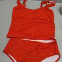 ZAFUL Womens Tankini Swimsuits Two Piece Tummy Control Bathing Suits Textured Tankini Swim Top with High Waisted Bottom (Red, M)