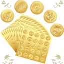 Chinco 500 Pieces Gold Embossed Envelope Seals Stickers Adhesive Seal Stickers Vintage Embossed Foil Certificate Kit Plant DIY Labels for Wedding Invitations Envelopes, 5 Patterns(Flower Style)