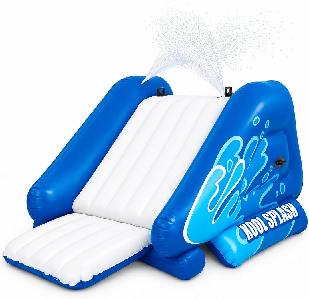 Intex Kool Splash Inflatable Water Slide Swimming Pool Play Center with Built in Sprayers for Kids and Adults, Ages 6 and Up, Blue, 131" X 81" X 46"