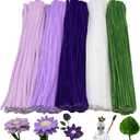 500 Pcs Purple Flower Color Pipe Cleaner Craft Set in 5 Assorted Colors,Fluffy Pipe Cleaners Chenille Stems for Christmas DIY Decorations,Art Projects