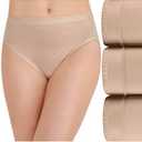 Vanity Fair Women's Comfort Where It Counts No Ride Up Panties, Hi Cut-3 Pack-Neutral, 9, 2XL