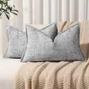 Pack of 2 Light Gray Decorative Throw Pillow Covers 12x20 Cozy Soft Chenille Accent Vintage Rectangular Lumbar Couch Pillow Covers for Home Decor Bed Sofa Living Room