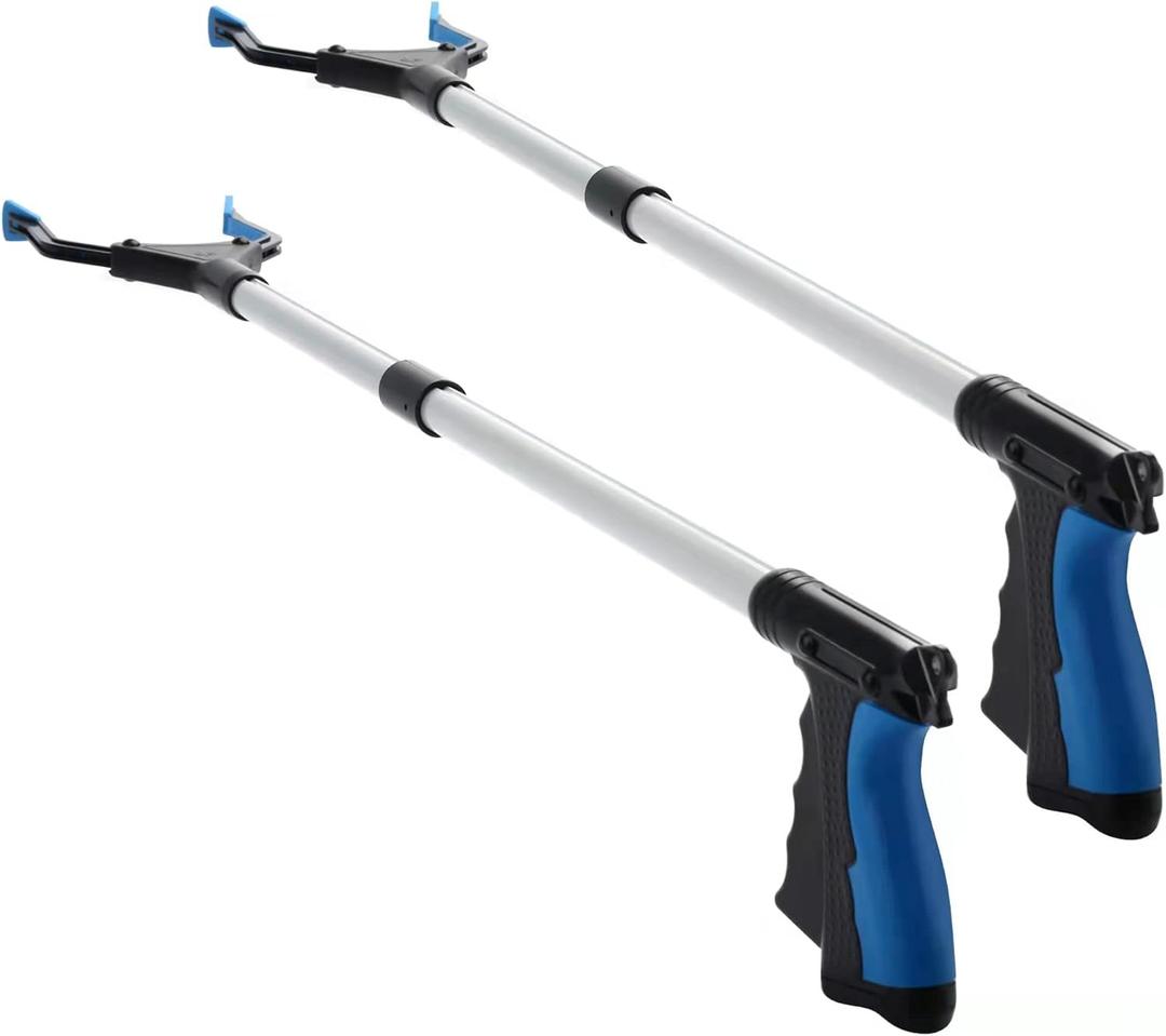 2024 Upgrade Grabber Reacher Tool, 360 Rotating Head, Wide Jaw, 32" Foldable, Lightweight Trash Claw Grabbers for Elderly, Reaching Tool for Trash Pick Up Stick, Litter Picker, Arm Extension (Blue3)