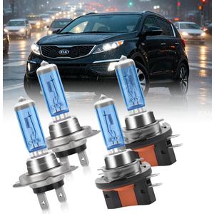 Headlight Bulbs for Kia Sportage 2011-2016, H7 High Beam and H11B Low Beam, 300% Brightness, High Performance Halogen Combo, 4PCS