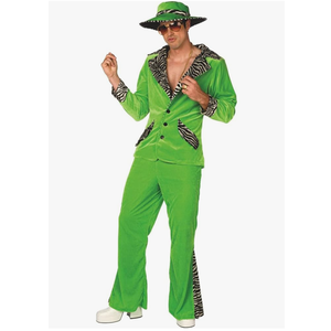 Morph Men's Green Pimp Costume, 70s Pimp Suit, Halloween Costume for Adult Men XL