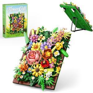 Pretty Spring Flower Sea Bouquet Building Set for Adults - Botanicals Building Kit Gifts for Valentine's, Mother's Day, Easter - Artificial Flowers for Decor or Table Display (1067 Pcs)